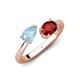 4 - Afra 1.55 ctw Aquamarine Pear Shape (7x5 mm) & Red Garnet Oval Shape (7x5 mm) Toi Et Moi Engagement Ring 