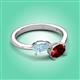 3 - Afra 1.55 ctw Aquamarine Pear Shape (7x5 mm) & Red Garnet Oval Shape (7x5 mm) Toi Et Moi Engagement Ring 