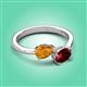 3 - Afra 1.60 ctw Citrine Pear Shape (7x5 mm) & Red Garnet Oval Shape (7x5 mm) Toi Et Moi Engagement Ring 