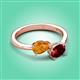 3 - Afra 1.60 ctw Citrine Pear Shape (7x5 mm) & Red Garnet Oval Shape (7x5 mm) Toi Et Moi Engagement Ring 