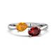 1 - Afra 1.60 ctw Citrine Pear Shape (7x5 mm) & Red Garnet Oval Shape (7x5 mm) Toi Et Moi Engagement Ring 