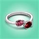 3 - Afra 1.65 ctw Pink Tourmaline Pear Shape (7x5 mm) & Red Garnet Oval Shape (7x5 mm) Toi Et Moi Engagement Ring 