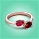 3 - Afra 1.90 ctw Ruby Pear Shape (7x5 mm) & Red Garnet Oval Shape (7x5 mm) Toi Et Moi Engagement Ring 