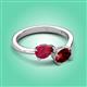 3 - Afra 1.90 ctw Ruby Pear Shape (7x5 mm) & Red Garnet Oval Shape (7x5 mm) Toi Et Moi Engagement Ring 