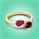 3 - Afra 1.90 ctw Ruby Pear Shape (7x5 mm) & Red Garnet Oval Shape (7x5 mm) Toi Et Moi Engagement Ring 