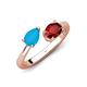 4 - Afra 1.30 ctw Turquoise Pear Shape (7x5 mm) & Red Garnet Oval Shape (7x5 mm) Toi Et Moi Engagement Ring 