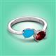 3 - Afra 1.30 ctw Turquoise Pear Shape (7x5 mm) & Red Garnet Oval Shape (7x5 mm) Toi Et Moi Engagement Ring 