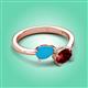 3 - Afra 1.30 ctw Turquoise Pear Shape (7x5 mm) & Red Garnet Oval Shape (7x5 mm) Toi Et Moi Engagement Ring 