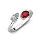 4 - Afra 1.85 ctw White Sapphire Pear Shape (7x5 mm) & Red Garnet Oval Shape (7x5 mm) Toi Et Moi Engagement Ring 