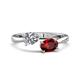 1 - Afra 1.85 ctw White Sapphire Pear Shape (7x5 mm) & Red Garnet Oval Shape (7x5 mm) Toi Et Moi Engagement Ring 