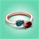 3 - Afra 1.80 ctw London Blue Topaz Pear Shape (7x5 mm) & Red Garnet Oval Shape (7x5 mm) Toi Et Moi Engagement Ring 