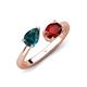 4 - Afra 1.80 ctw London Blue Topaz Pear Shape (7x5 mm) & Red Garnet Oval Shape (7x5 mm) Toi Et Moi Engagement Ring 