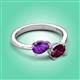 3 - Afra 1.65 ctw Amethyst Pear Shape (7x5 mm) & Rhodolite Garnet Oval Shape (7x5 mm) Toi Et Moi Engagement Ring 