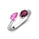 4 - Afra 1.90 ctw Pink Sapphire Pear Shape (7x5 mm) & Rhodolite Garnet Oval Shape (7x5 mm) Toi Et Moi Engagement Ring 