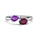 1 - Afra 1.65 ctw Amethyst Pear Shape (7x5 mm) & Rhodolite Garnet Oval Shape (7x5 mm) Toi Et Moi Engagement Ring 