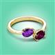 3 - Afra 1.65 ctw Amethyst Pear Shape (7x5 mm) & Rhodolite Garnet Oval Shape (7x5 mm) Toi Et Moi Engagement Ring 