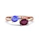 1 - Afra 1.75 ctw Tanzanite Pear Shape (7x5 mm) & Rhodolite Garnet Oval Shape (7x5 mm) Toi Et Moi Engagement Ring 