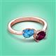 3 - Afra 1.85 ctw Blue Topaz Pear Shape (7x5 mm) & Rhodolite Garnet Oval Shape (7x5 mm) Toi Et Moi Engagement Ring 