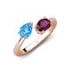 4 - Afra 1.85 ctw Blue Topaz Pear Shape (7x5 mm) & Rhodolite Garnet Oval Shape (7x5 mm) Toi Et Moi Engagement Ring 