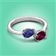 3 - Afra 1.60 ctw Iolite Pear Shape (7x5 mm) & Rhodolite Garnet Oval Shape (7x5 mm) Toi Et Moi Engagement Ring 