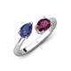 4 - Afra 1.60 ctw Iolite Pear Shape (7x5 mm) & Rhodolite Garnet Oval Shape (7x5 mm) Toi Et Moi Engagement Ring 