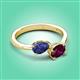 3 - Afra 1.60 ctw Iolite Pear Shape (7x5 mm) & Rhodolite Garnet Oval Shape (7x5 mm) Toi Et Moi Engagement Ring 