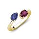 4 - Afra 1.60 ctw Iolite Pear Shape (7x5 mm) & Rhodolite Garnet Oval Shape (7x5 mm) Toi Et Moi Engagement Ring 