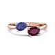 1 - Afra 1.60 ctw Iolite Pear Shape (7x5 mm) & Rhodolite Garnet Oval Shape (7x5 mm) Toi Et Moi Engagement Ring 