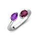 4 - Afra 1.65 ctw Amethyst Pear Shape (7x5 mm) & Rhodolite Garnet Oval Shape (7x5 mm) Toi Et Moi Engagement Ring 