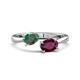 1 - Afra 1.86 ctw Lab Created Alexandrite Pear Shape (7x5 mm) & Rhodolite Garnet Oval Shape (7x5 mm) Toi Et Moi Engagement Ring 