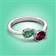 3 - Afra 1.86 ctw Lab Created Alexandrite Pear Shape (7x5 mm) & Rhodolite Garnet Oval Shape (7x5 mm) Toi Et Moi Engagement Ring 