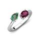 4 - Afra 1.86 ctw Lab Created Alexandrite Pear Shape (7x5 mm) & Rhodolite Garnet Oval Shape (7x5 mm) Toi Et Moi Engagement Ring 