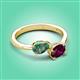 3 - Afra 1.86 ctw Lab Created Alexandrite Pear Shape (7x5 mm) & Rhodolite Garnet Oval Shape (7x5 mm) Toi Et Moi Engagement Ring 