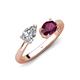 4 - Afra 1.85 ctw Moissanite Pear Shape (7x5 mm) & Rhodolite Garnet Oval Shape (7x5 mm) Toi Et Moi Engagement Ring 