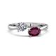 1 - Afra 1.85 ctw Moissanite Pear Shape (7x5 mm) & Rhodolite Garnet Oval Shape (7x5 mm) Toi Et Moi Engagement Ring 