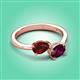 3 - Afra 1.90 ctw Red Garnet Pear Shape (7x5 mm) & Rhodolite Garnet Oval Shape (7x5 mm) Toi Et Moi Engagement Ring 