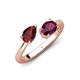 4 - Afra 1.90 ctw Red Garnet Pear Shape (7x5 mm) & Rhodolite Garnet Oval Shape (7x5 mm) Toi Et Moi Engagement Ring 