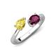 4 - Afra 1.90 ctw Yellow Sapphire Pear Shape (7x5 mm) & Rhodolite Garnet Oval Shape (7x5 mm) Toi Et Moi Engagement Ring 