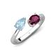 4 - Afra 1.60 ctw Aquamarine Pear Shape (7x5 mm) & Rhodolite Garnet Oval Shape (7x5 mm) Toi Et Moi Engagement Ring 