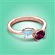 3 - Afra 1.60 ctw Aquamarine Pear Shape (7x5 mm) & Rhodolite Garnet Oval Shape (7x5 mm) Toi Et Moi Engagement Ring 