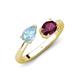 4 - Afra 1.60 ctw Aquamarine Pear Shape (7x5 mm) & Rhodolite Garnet Oval Shape (7x5 mm) Toi Et Moi Engagement Ring 