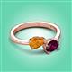 3 - Afra 1.65 ctw Citrine Pear Shape (7x5 mm) & Rhodolite Garnet Oval Shape (7x5 mm) Toi Et Moi Engagement Ring 