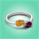 3 - Afra 1.65 ctw Citrine Pear Shape (7x5 mm) & Rhodolite Garnet Oval Shape (7x5 mm) Toi Et Moi Engagement Ring 