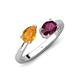 4 - Afra 1.65 ctw Citrine Pear Shape (7x5 mm) & Rhodolite Garnet Oval Shape (7x5 mm) Toi Et Moi Engagement Ring 