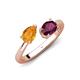 4 - Afra 1.65 ctw Citrine Pear Shape (7x5 mm) & Rhodolite Garnet Oval Shape (7x5 mm) Toi Et Moi Engagement Ring 