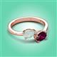 3 - Afra 1.35 ctw Opal Pear Shape (7x5 mm) & Rhodolite Garnet Oval Shape (7x5 mm) Toi Et Moi Engagement Ring 