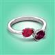 3 - Afra 1.95 ctw Ruby Pear Shape (7x5 mm) & Rhodolite Garnet Oval Shape (7x5 mm) Toi Et Moi Engagement Ring 