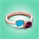 3 - Afra 1.35 ctw Turquoise Pear Shape (7x5 mm) & Rhodolite Garnet Oval Shape (7x5 mm) Toi Et Moi Engagement Ring 