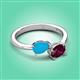 3 - Afra 1.90 ctw Blue Sapphire Pear Shape (7x5 mm) & Rhodolite Garnet Oval Shape (7x5 mm) Toi Et Moi Engagement Ring 