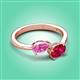 3 - Afra 1.80 ctw Pink Sapphire Pear Shape (7x5 mm) & Ruby Oval Shape (7x5 mm) Toi Et Moi Engagement Ring 